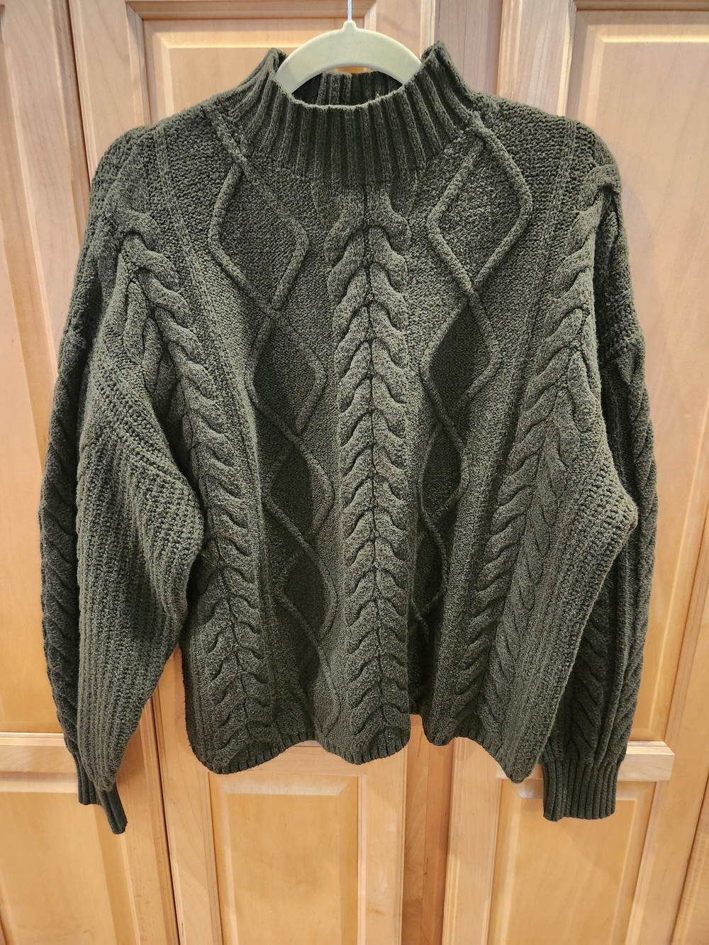 Old Navy Olive Green Cable Turtleneck Sweater